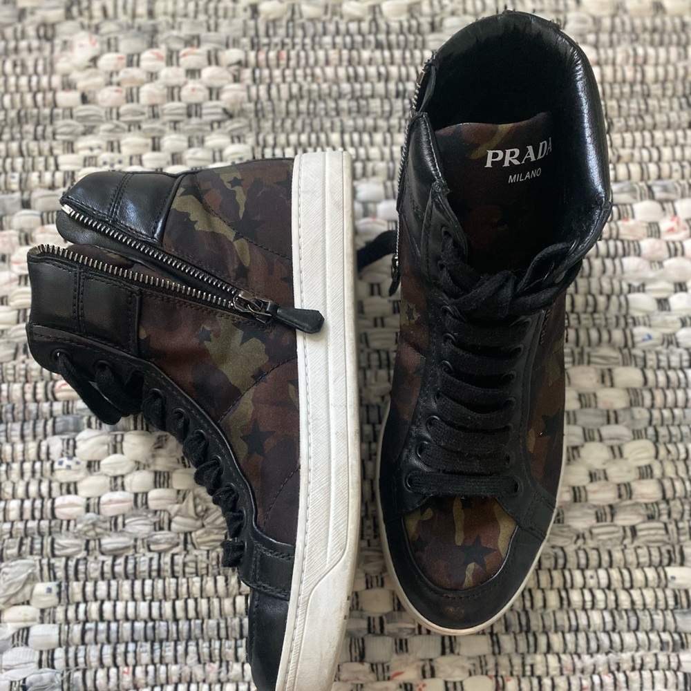 PRADA CAMO NYLON HIGH TOPS